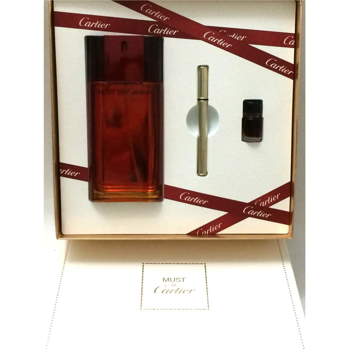 Must de Cartier Perfume Women 3pc Gift Set: 3.3 oz Edt Spray+0.08oz Edt+refilla