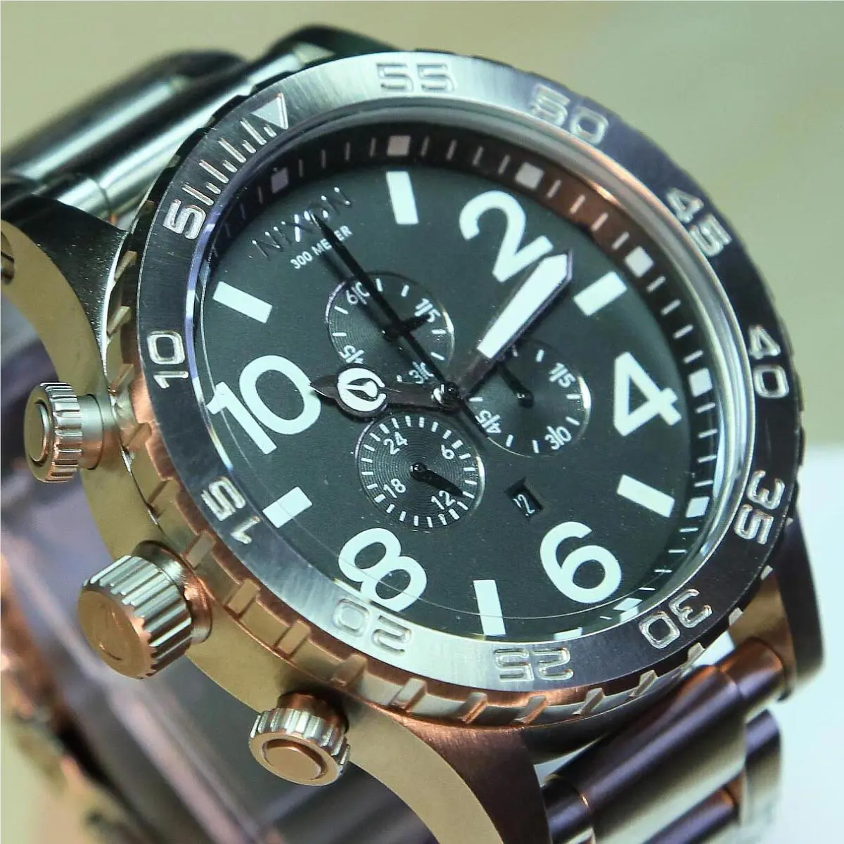 US Nixon Watch 51-30 Chrono Silver Black Face A083000 Mens Women`s Gift