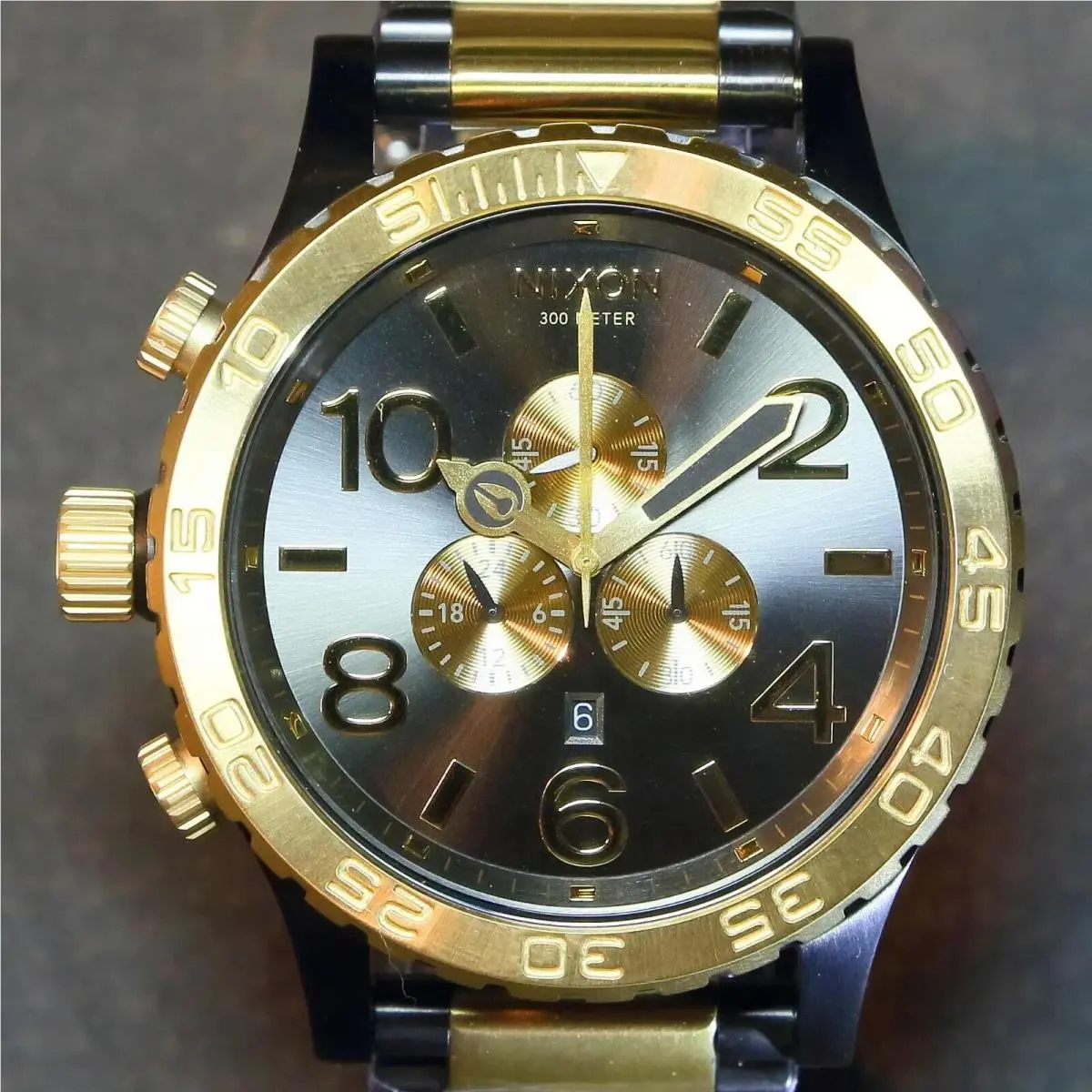 Watch Mens 51-30 Chrono Gunmetal Gold A083595 Gift Nice by Nixon