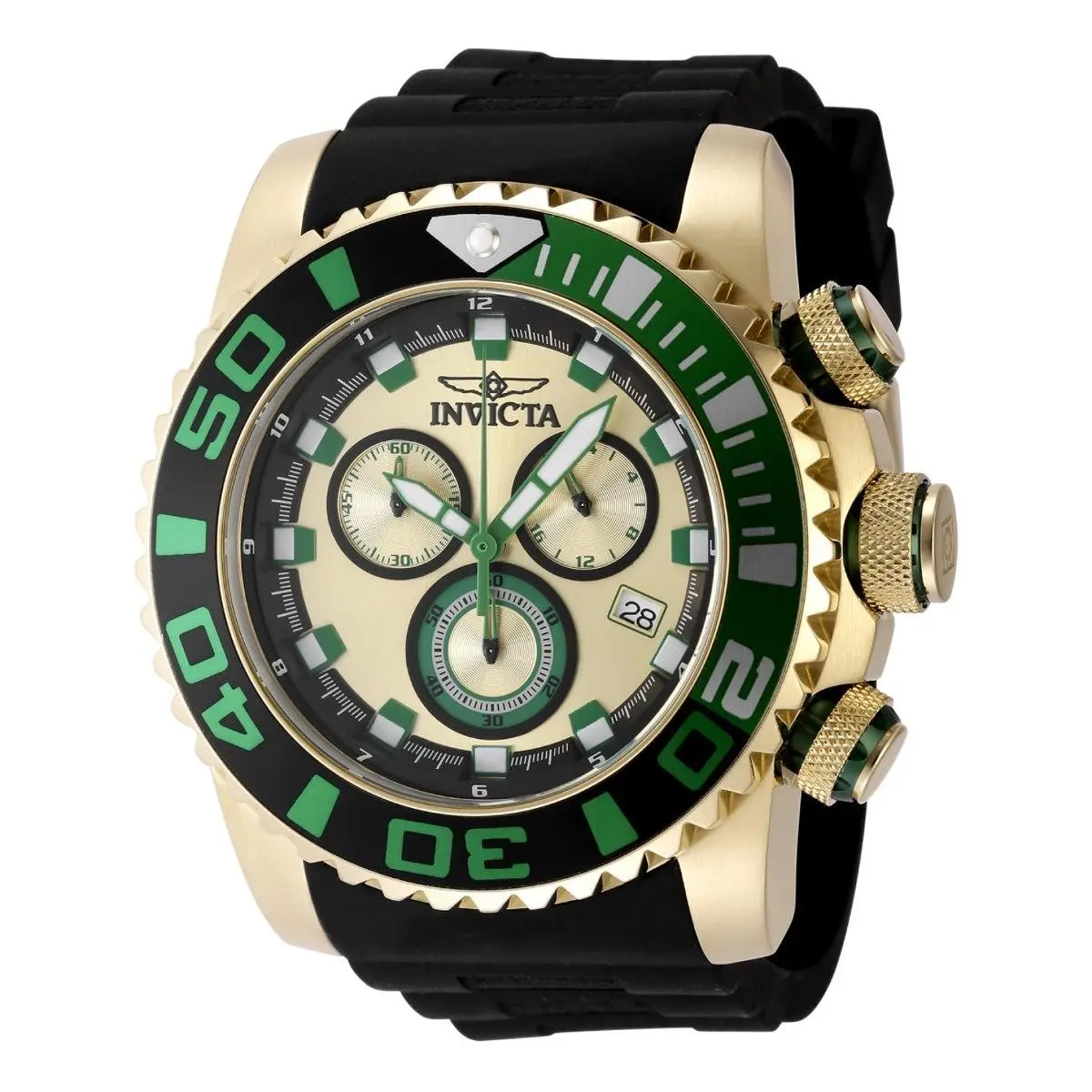 Invicta 48987 Sea Hunter Benthonic Men`s Watch 52mm Quartz Gold Dial 200m WR