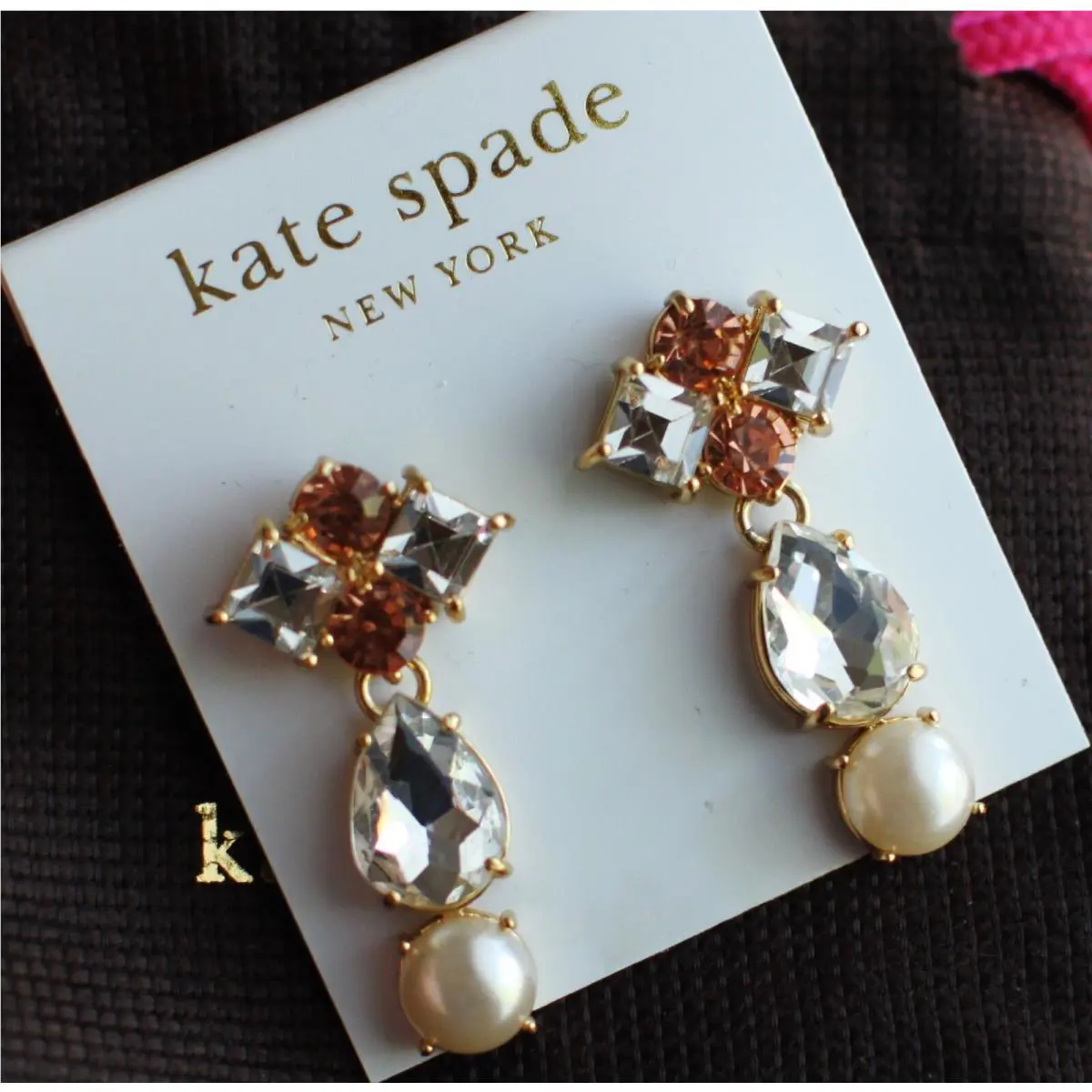 Kate Spade Modern Long Twinkling Fete Swarovski Crystal Chandelier Earrings