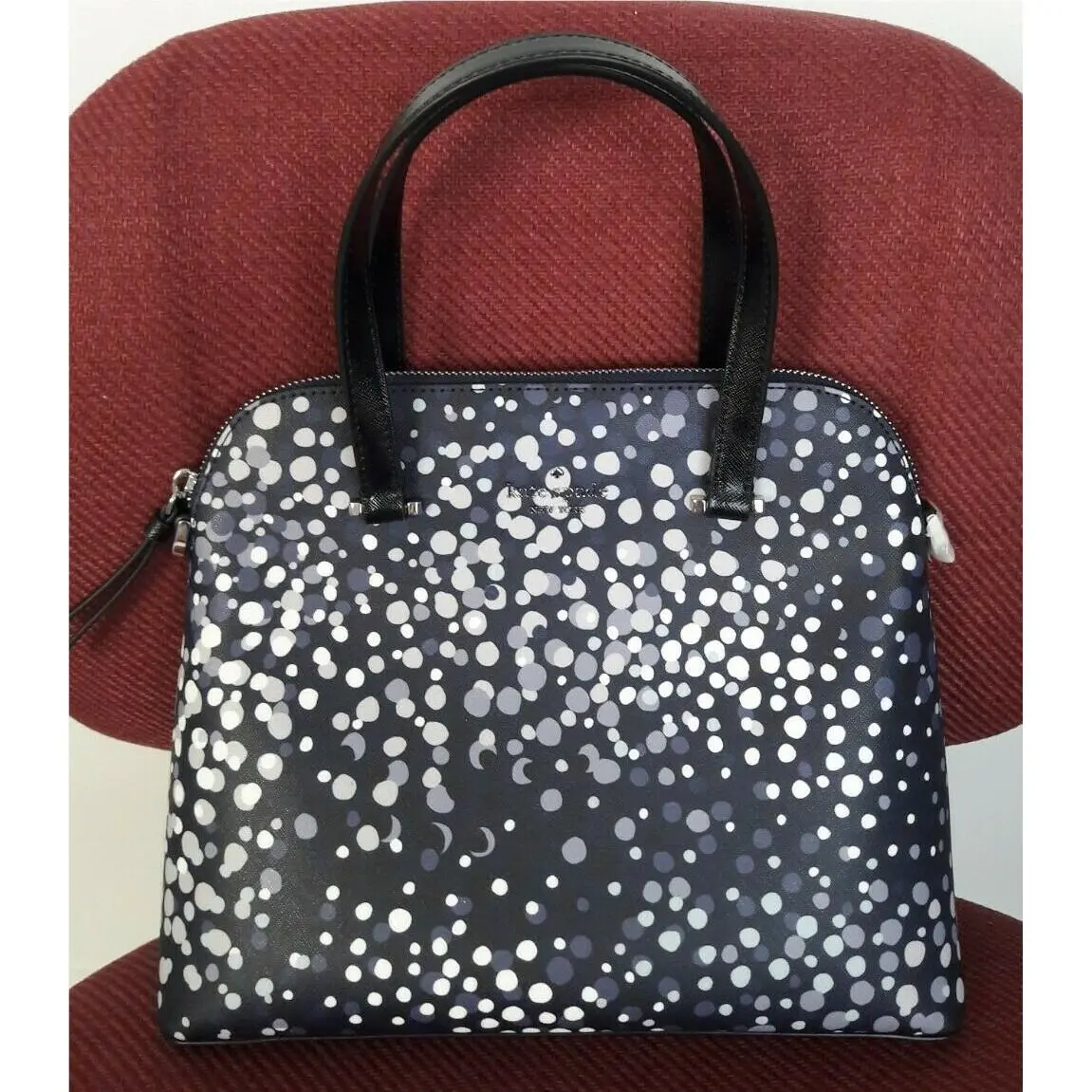 Kate Spade Maise Sairee Dot Domed Leather Satchel Purse Bag