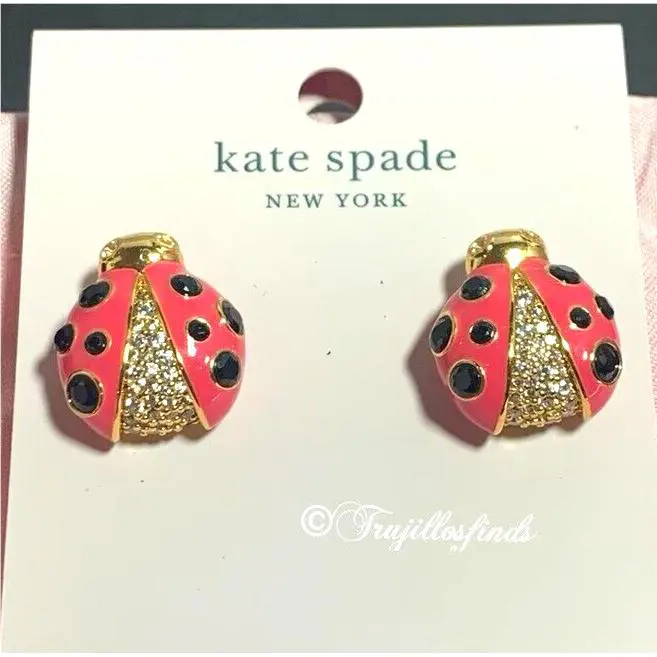 Kate Spade New York Enamel Little Ladybug Stud Earrings Pink KB460 New