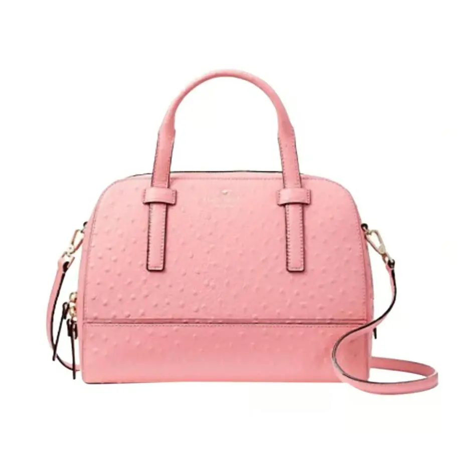 Kate Spade Small Riverside Felix Pink Ostrich Embossed Leather Cross Body Bag