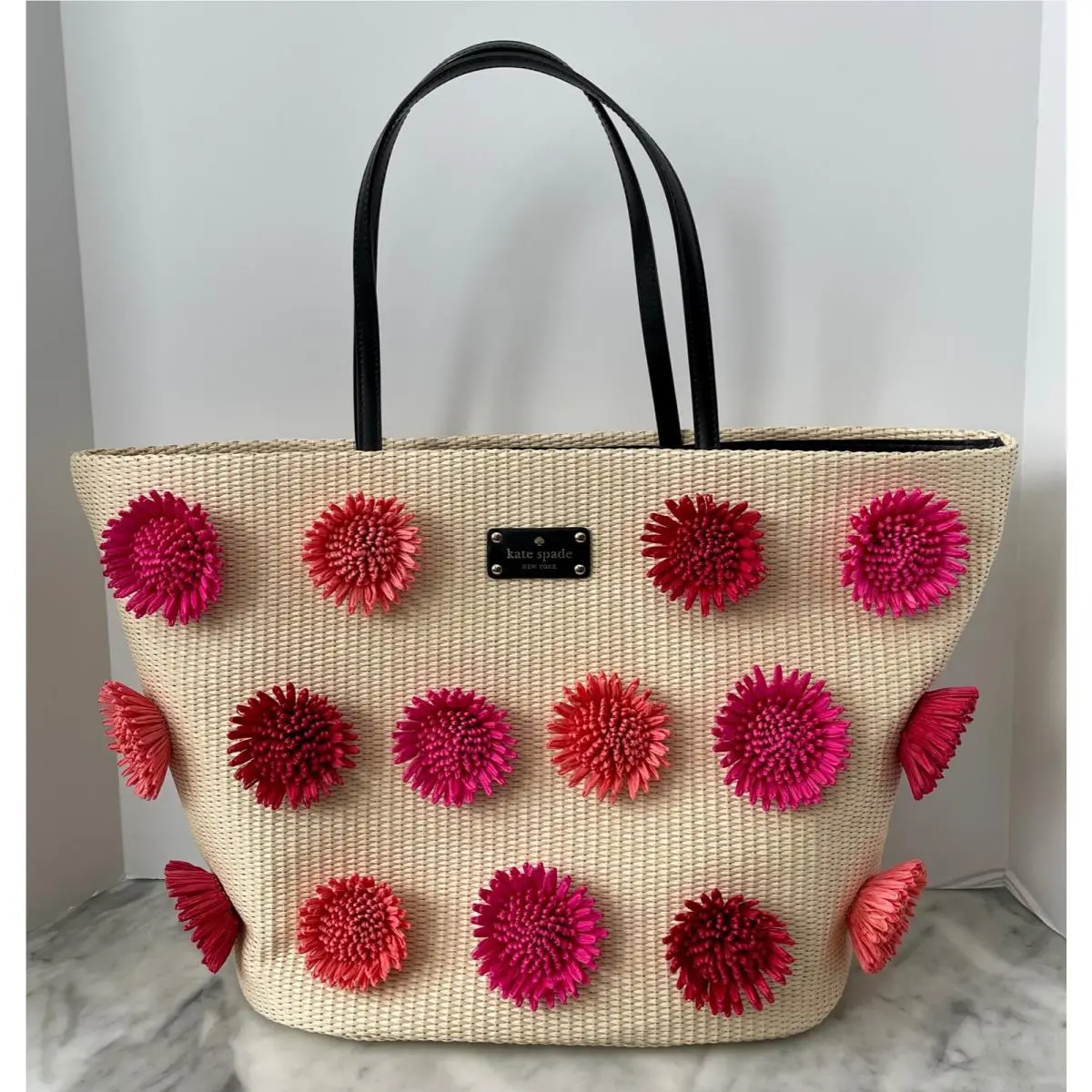 Kate Spade Montigo Avenue Anabette Floral Raffia Large Tote
