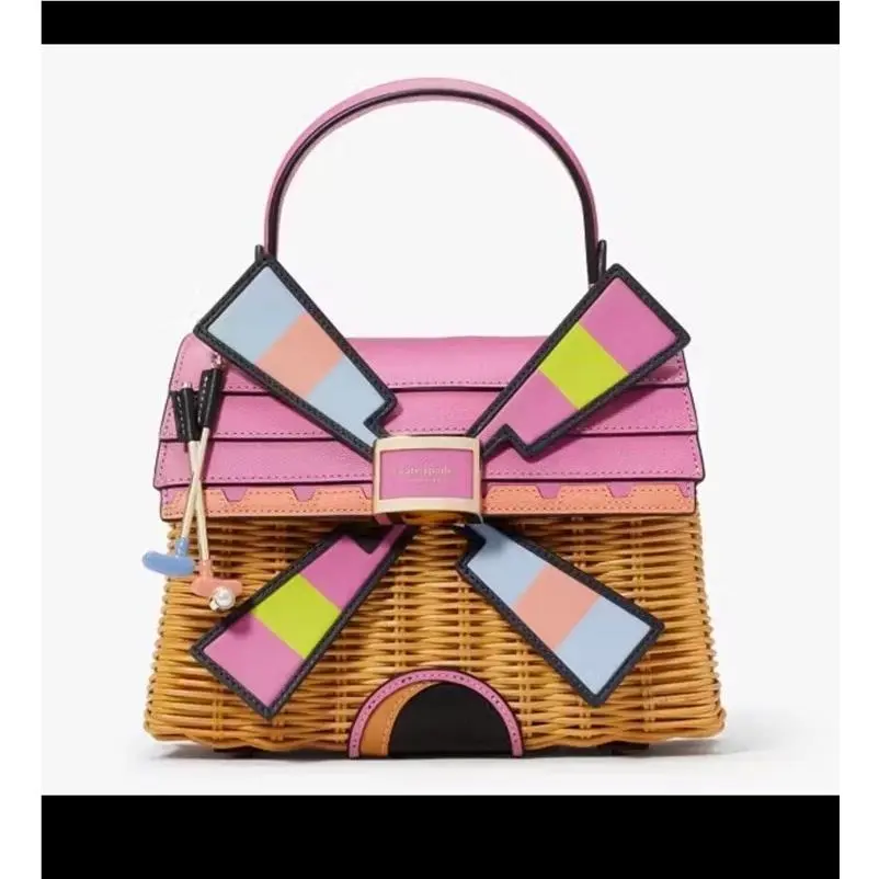 Kate Spade Tee Time Windmill Hobo Top Handle Bag Wicker Handbag Novelty