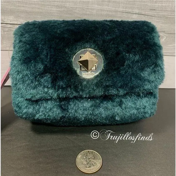 Kate Spade Audrey Shearling Micro Crossbody Bag Peacock K9280 New