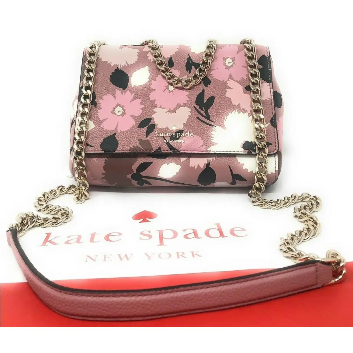 Mini Emelyn Gala Floral Briar Lane Chain Crossbody Shoulder Bag Pink by Kate Spade