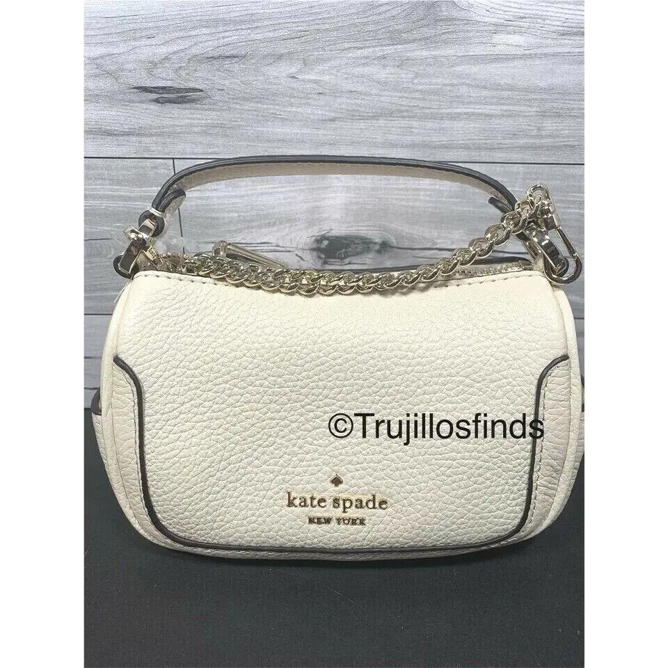 Kate Spade Smoosh Pebble Leather Micro Top Handle Crossbody Bag Parchment New