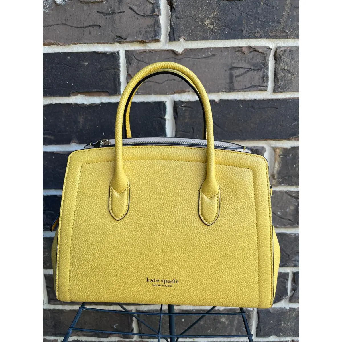 Kate Spade Knott Medium Pebble Leather Satchel Morning Yellow