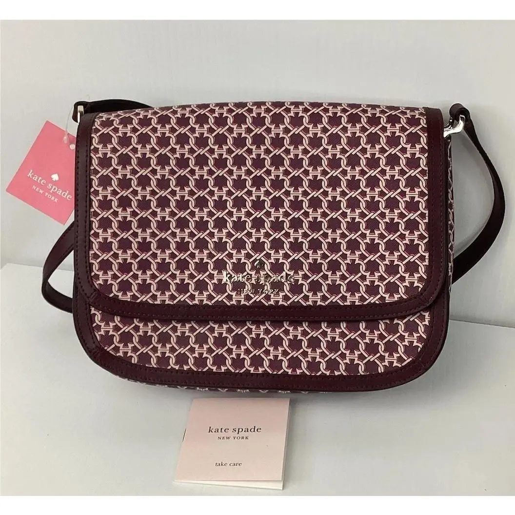 Kate Spade Saddle Bag Spade Link Crossbody Bag Pink Multi New WKR00189