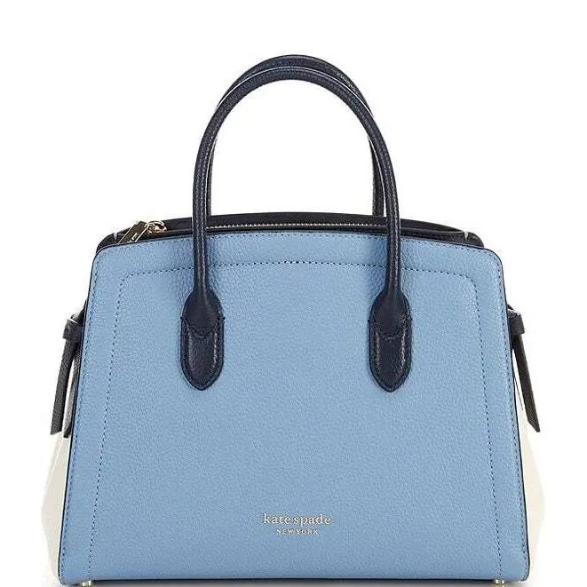 NWT$348 Kate Spade Knott Medium Satchel Leather Morning Sky Multi Blue Colorbloc