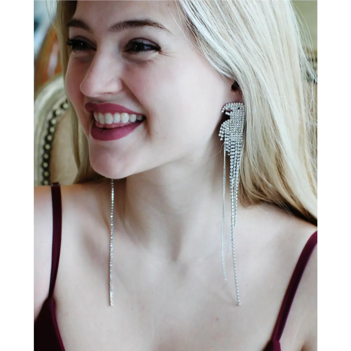 Silver Glimmer Shimmer Long Fringe Statement Earrings Parrot Lot by Kate Spade