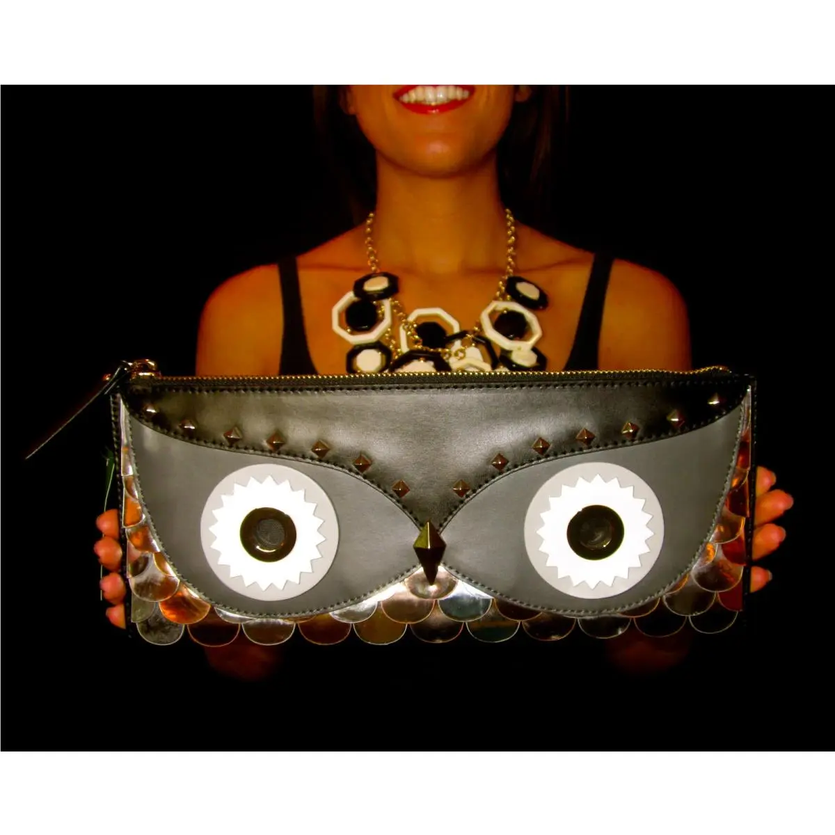 Kate Spade Wise Owl Envelope Clutch Leather Studs