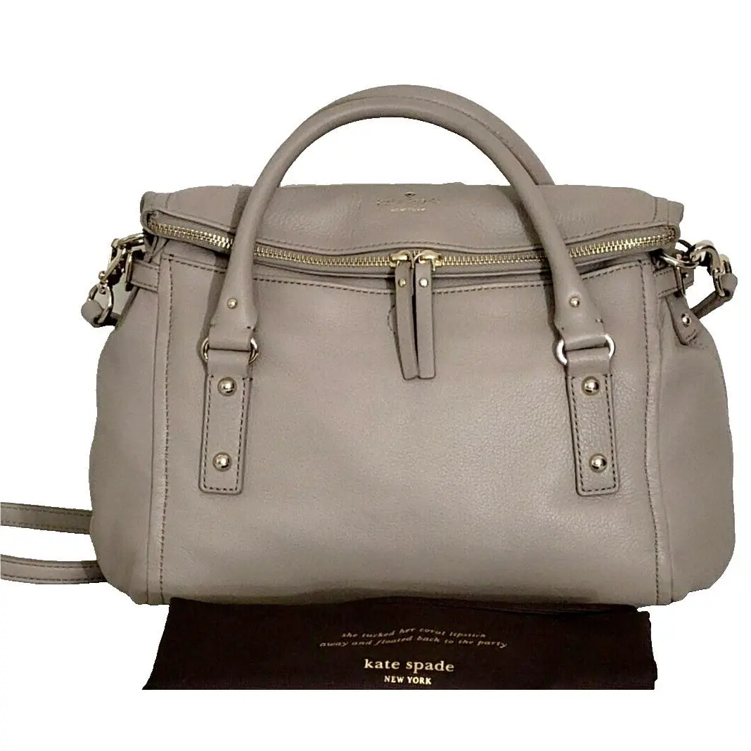 Kate Spade NY Leslie Cobble Hill Leather Oyster Tan Satchel Crossbody Bag