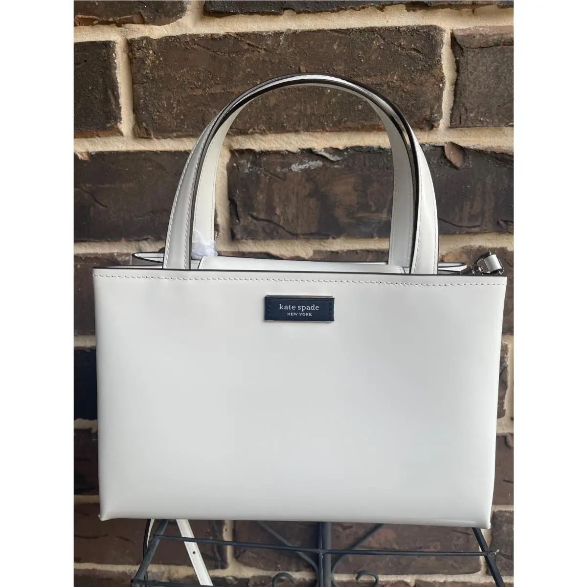 Kate Spade Sam Icon Spazzolato Leather Small Tote True White