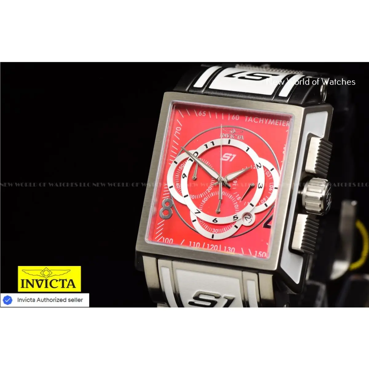Invicta S1 Rally Red/silver 44mm Chronograp Polyurethane/ Nylon Strap Watch