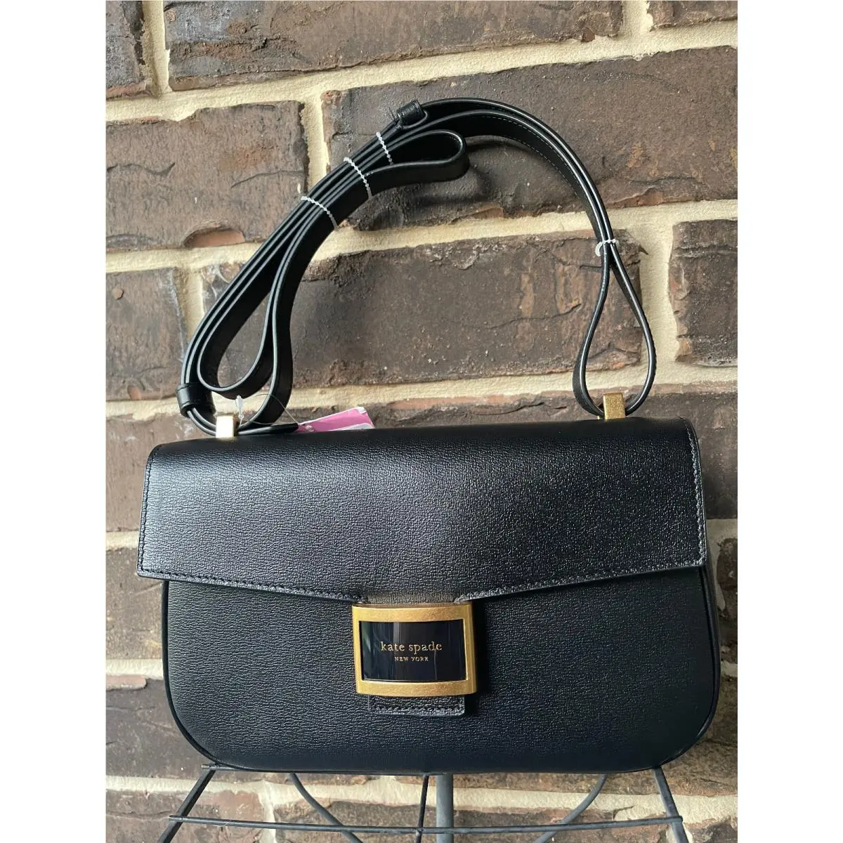 Kate Spade Katy Textured Leather Medium Convertible Shoulder Bag Black