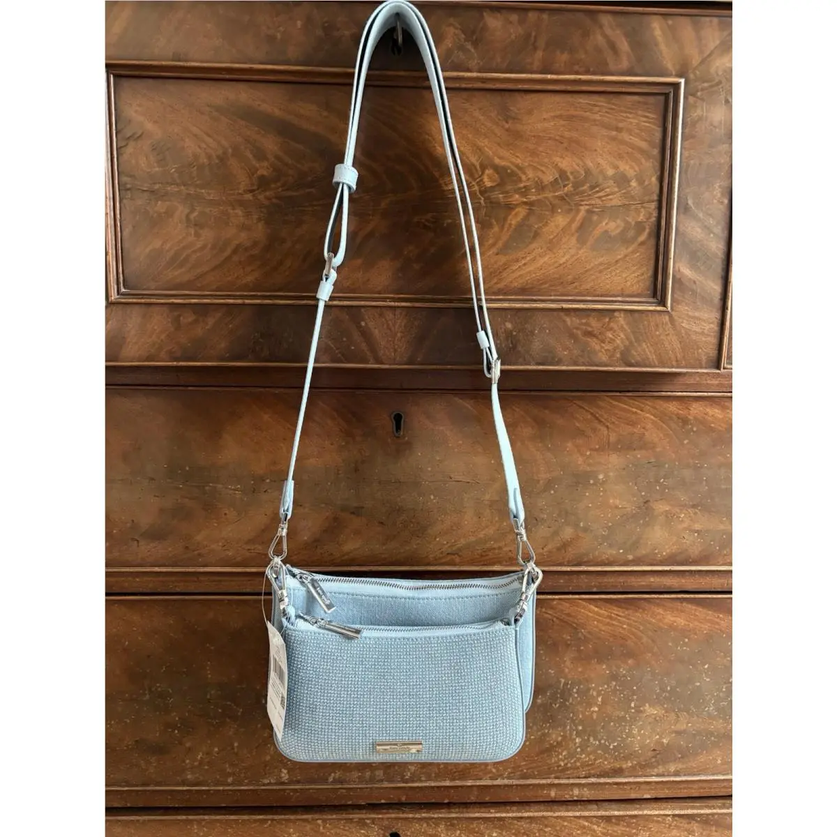 Kate Spade Duet Studded Pale Blue Denim Xbody Purse KK265