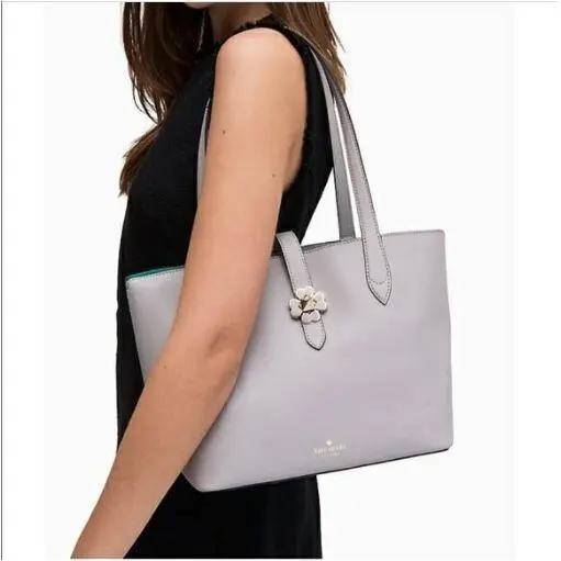 Kate Spade Kaci Small Tote Soft Taupe with Green Interior WKRU6287Z