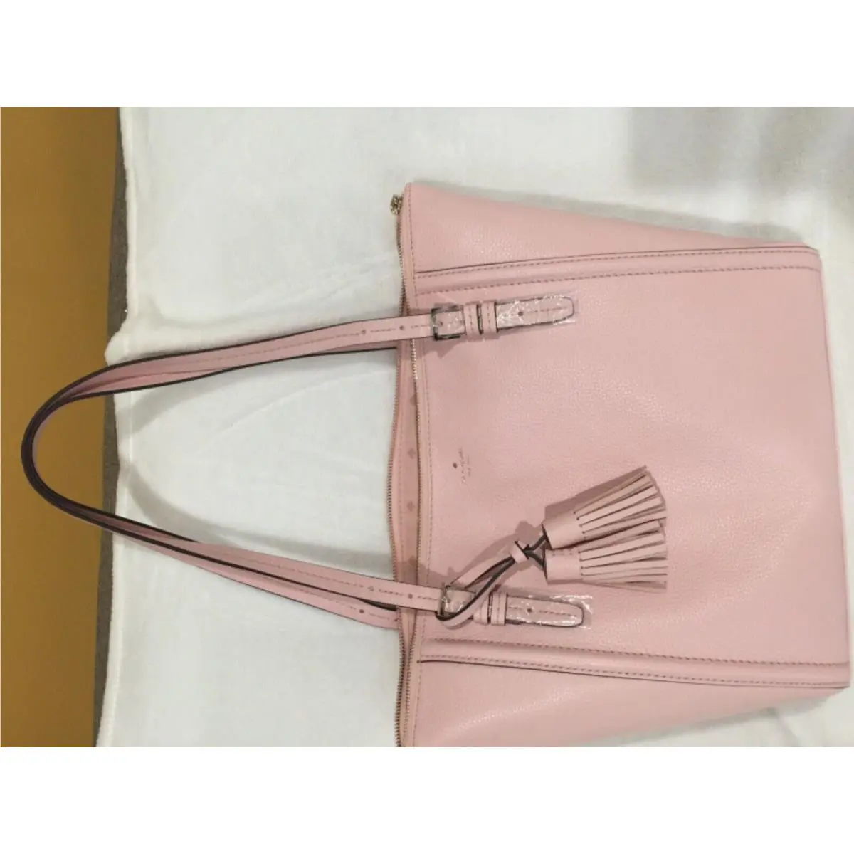 Ladies Kate Spade New York Pebbled Leather Rose Smoke Handbag Made in Cambodia