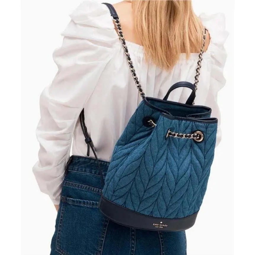 Kate Spade New York Backpack Briar Lane Quilted Blue Denim New