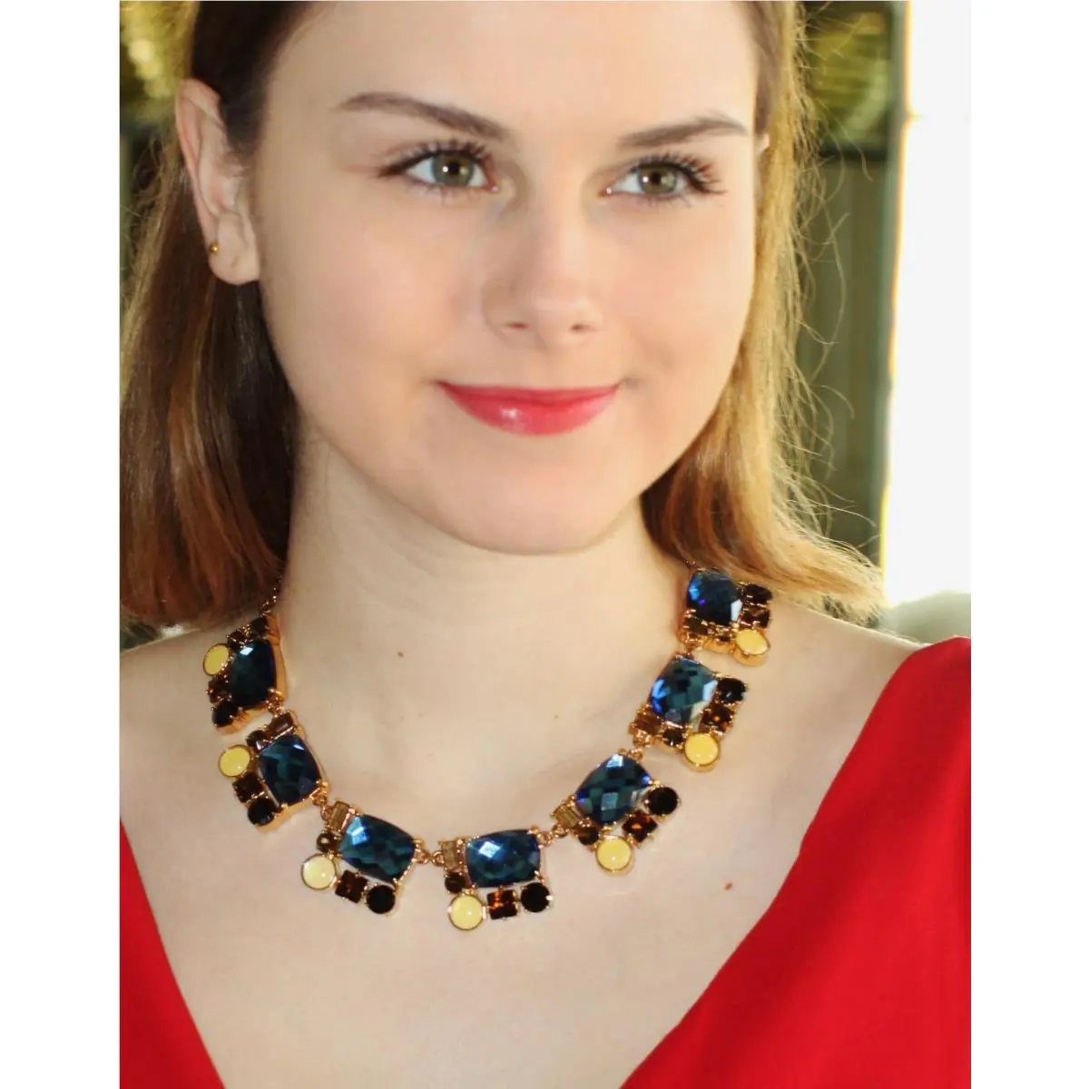 Kate Spade York Rare Smoke and Mirrors Blue Cluster Statement Necklace