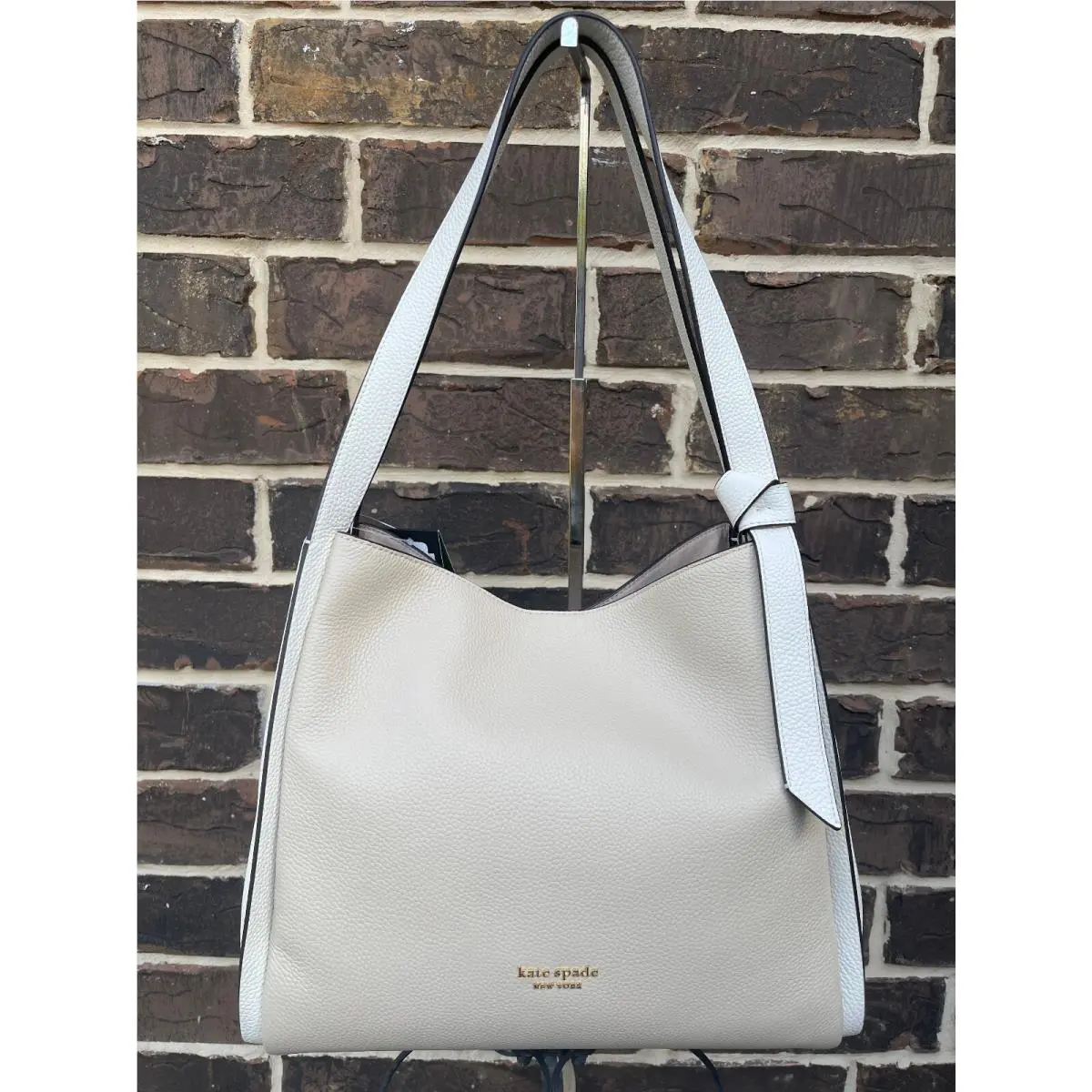Kate Spade Knott Leather Large Shoulder Bag Mountain Pass Multi Ivory