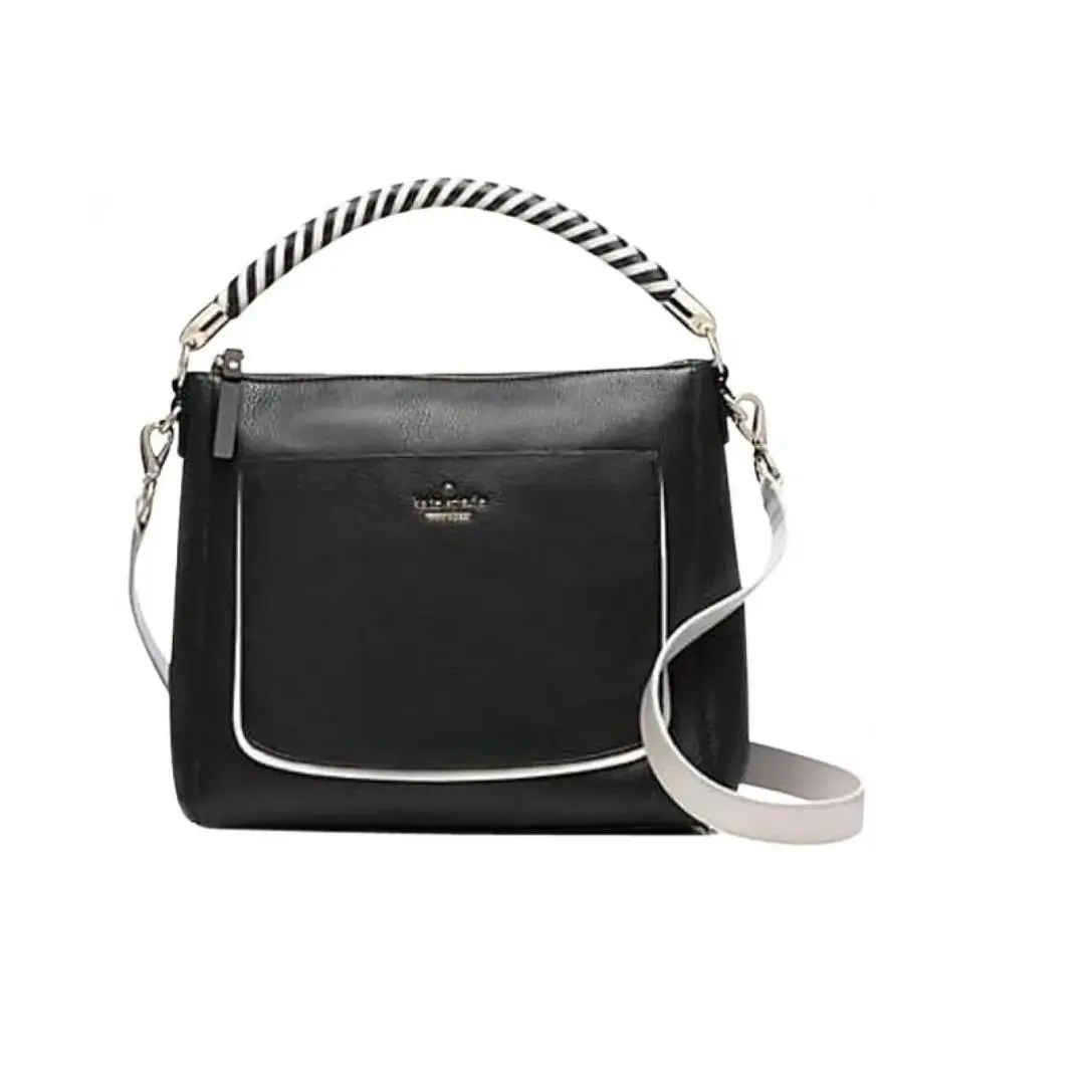 Kate Spade Black Leather Cross Body/satchel with White Trim Accents
