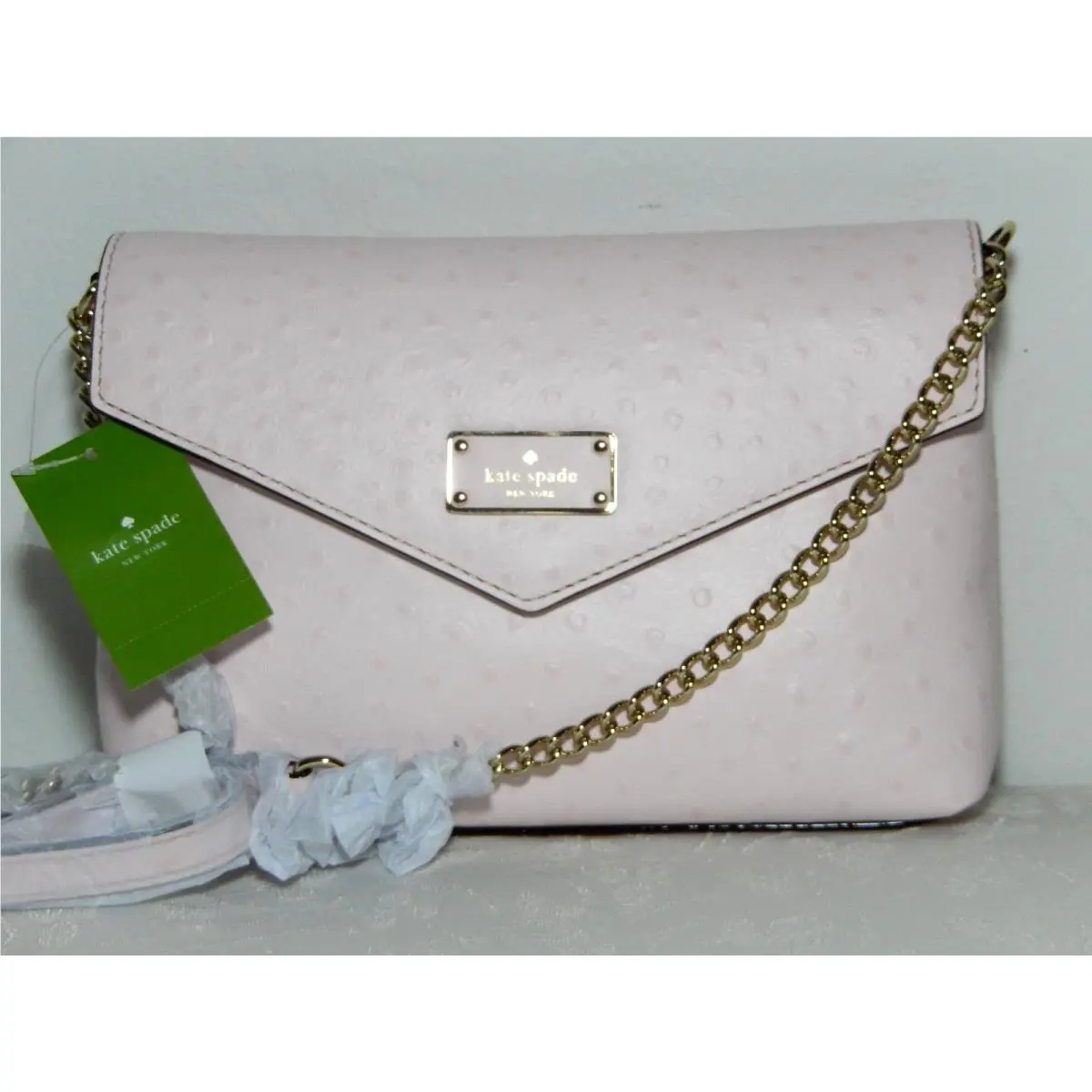 Kate Spade A La Vita Ostrich Geri Leather Mid Flap Crossbody Balletslip