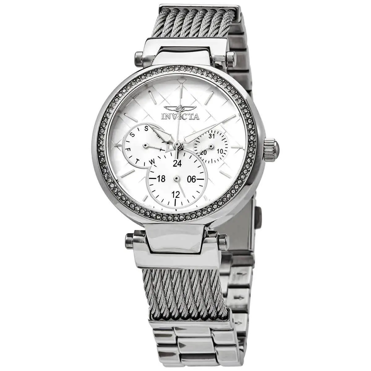 Invicta Women`s Watch Angel Quartz Silver Tone Dial Bracelet 28915 - Dial: Silver, Band: Silver