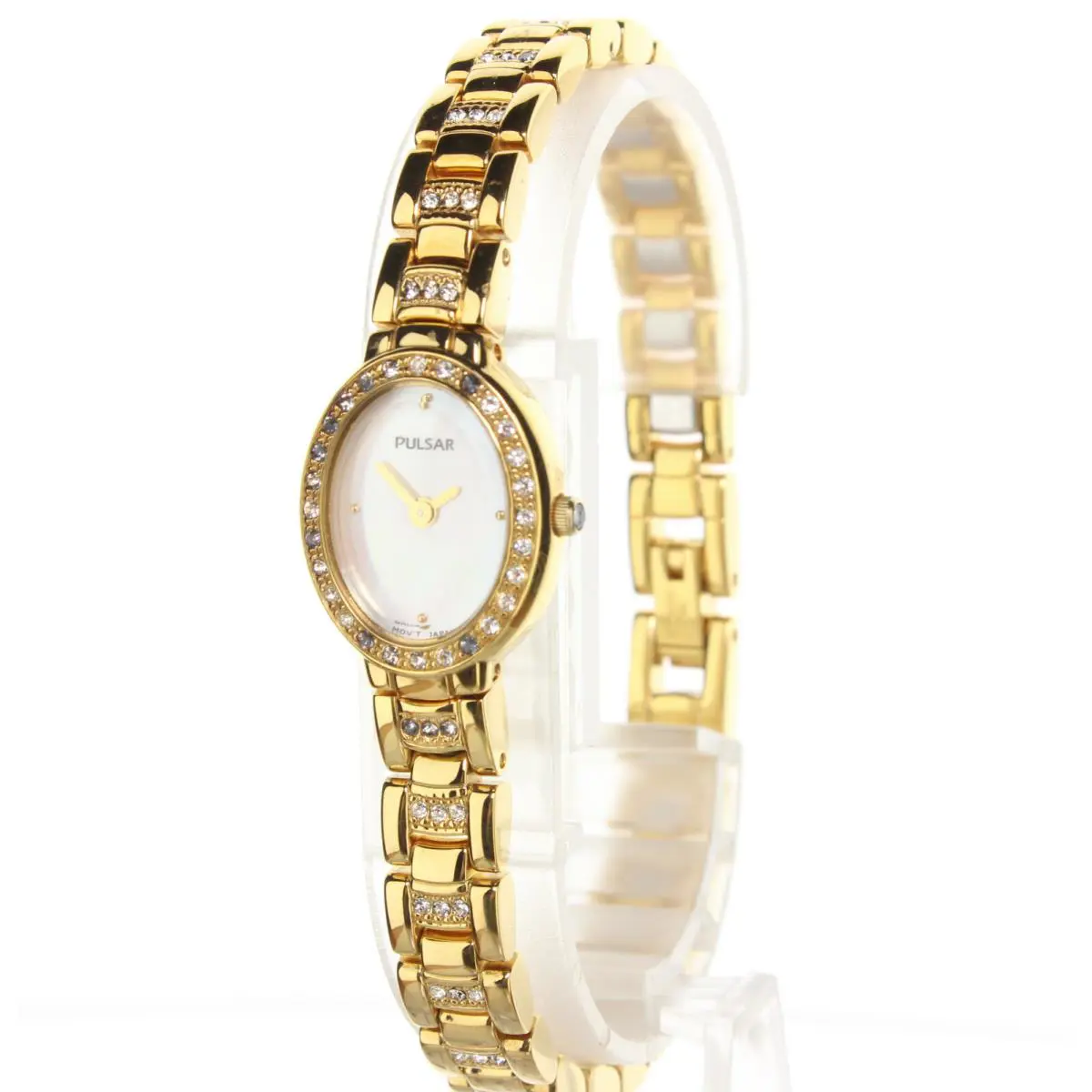 Ladies Two Tone Twisting Bracelete TO Gold Tone Swarovski Watch by Pulsar