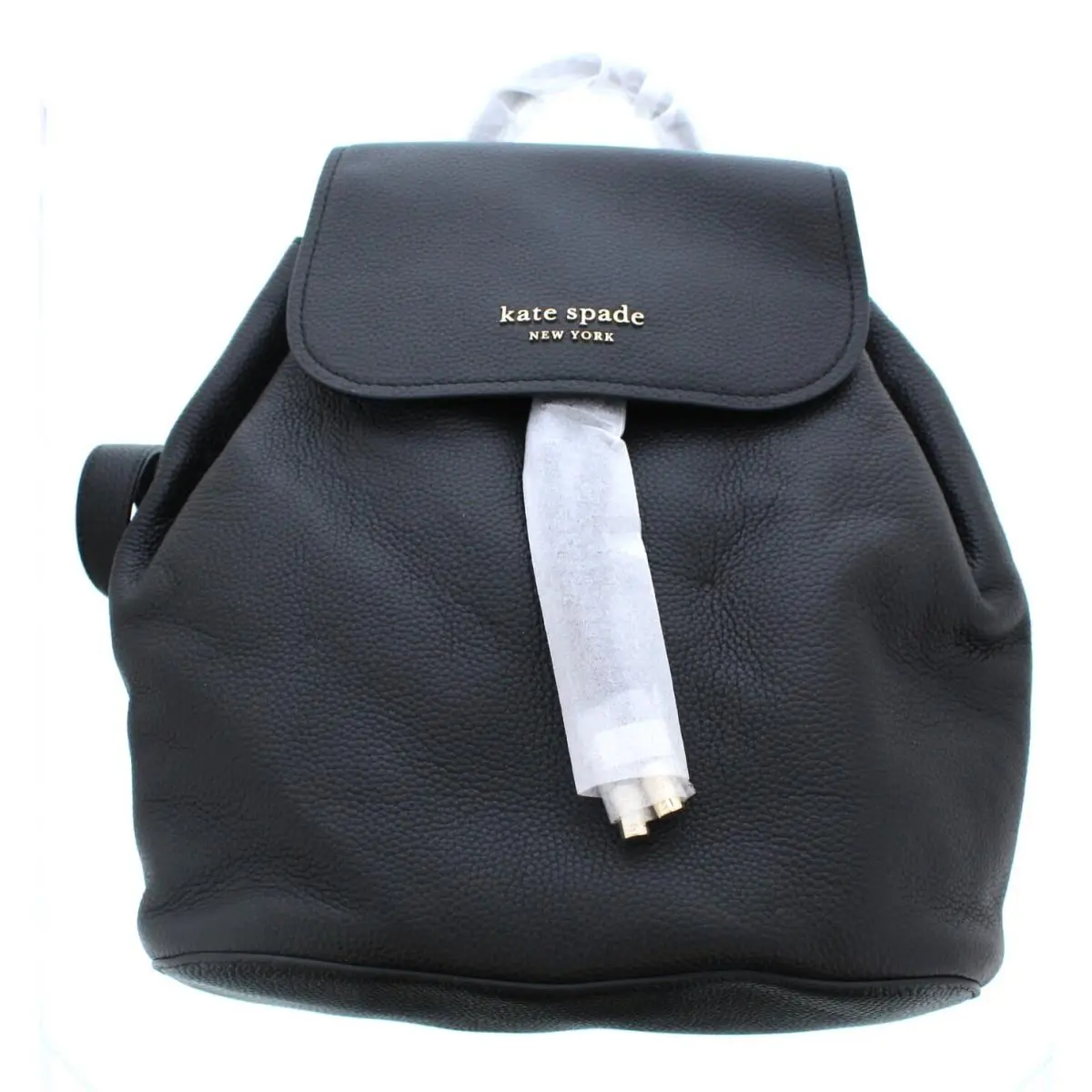 Kate Spade Women`s Pebbled Leather Medium Flap Backpack Color Black