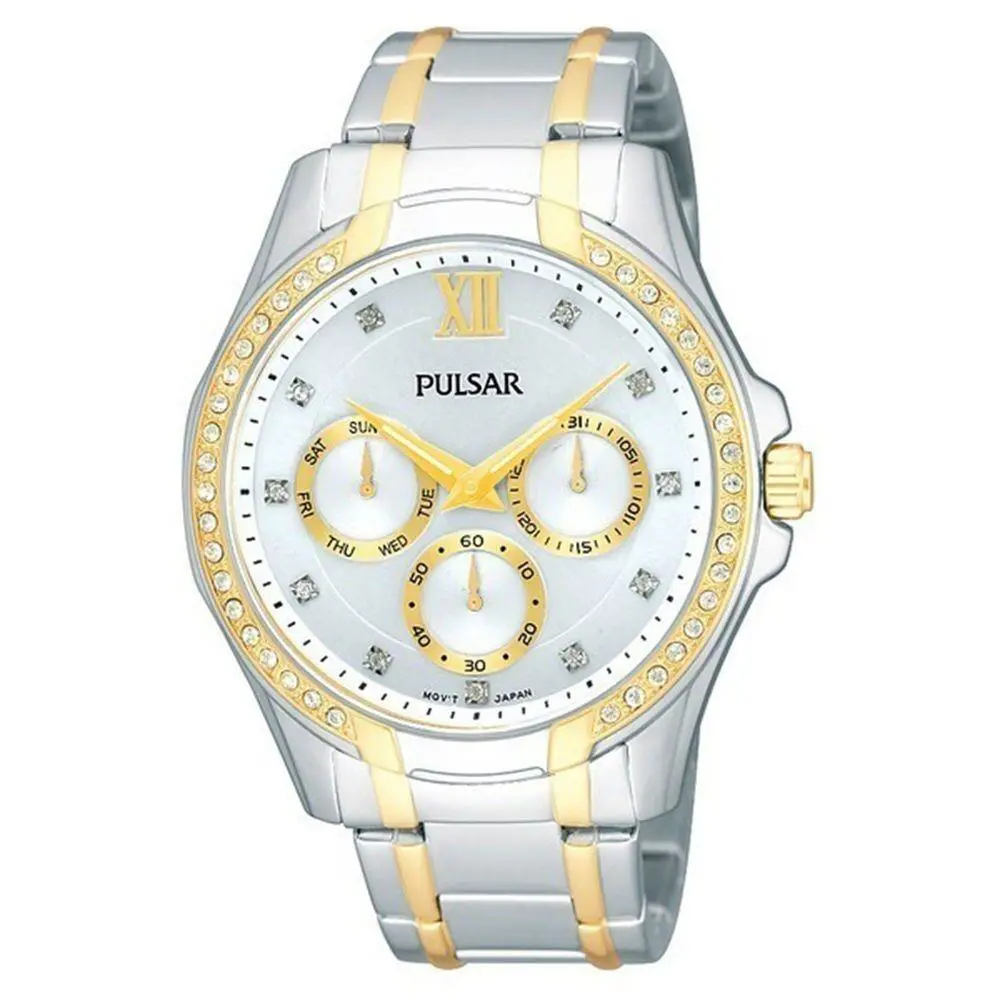 Pulsar PP6100 Women`s Watch Two-tone Chronograph with Swarovski Crystals