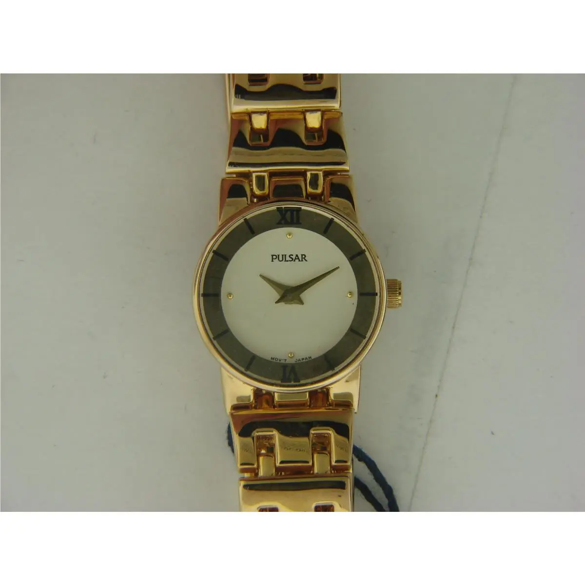 Pulsar Women`s Gold-tone Watch w/ Mirrored Bezel PEG506