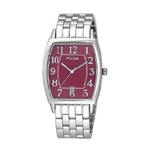 Men`s Silver-tone Stainless Steel Bourdeaux Face Date Watch PXD929 by Pulsar