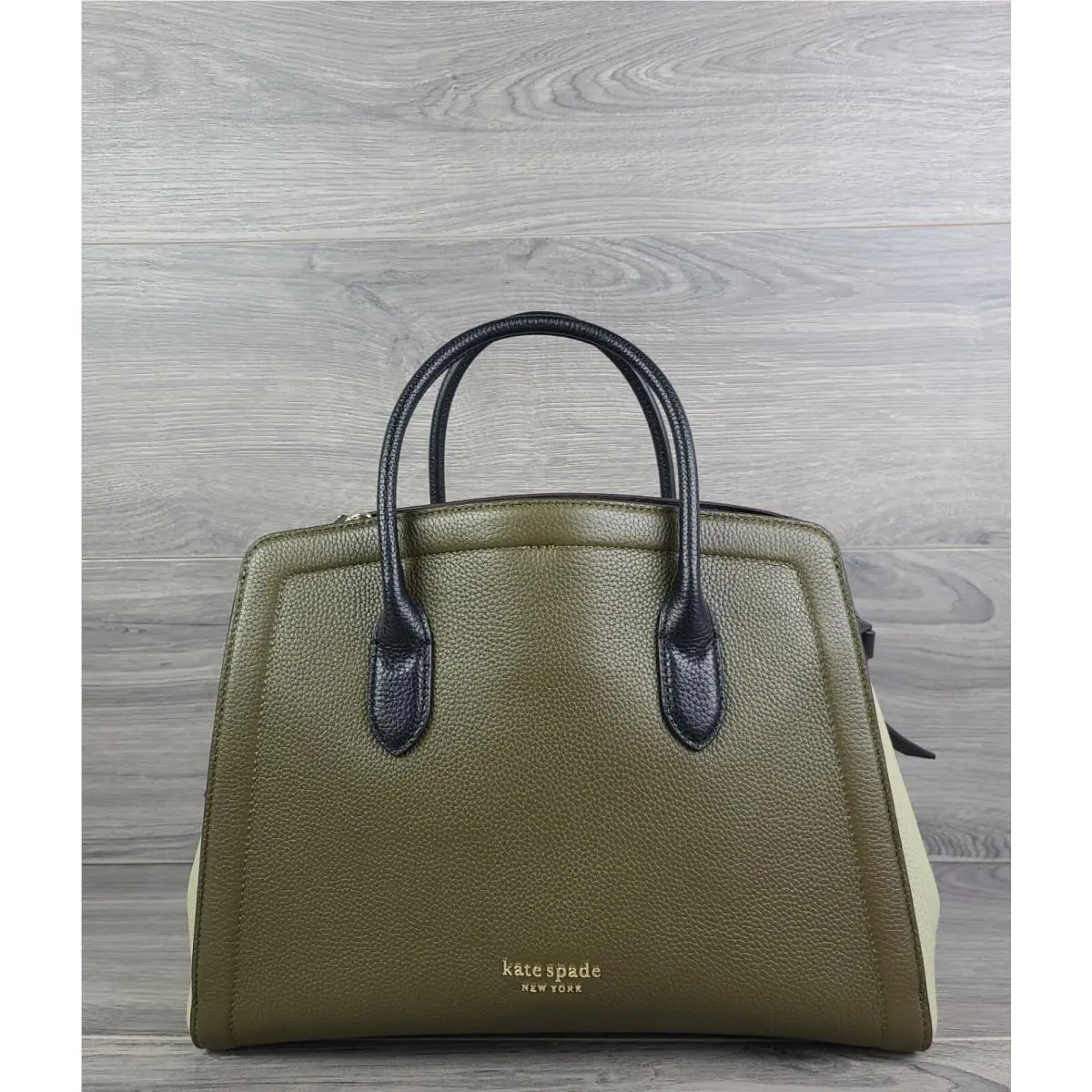 Kate Spade Satchel Medium Colorblock Leather Knott Handbag Green