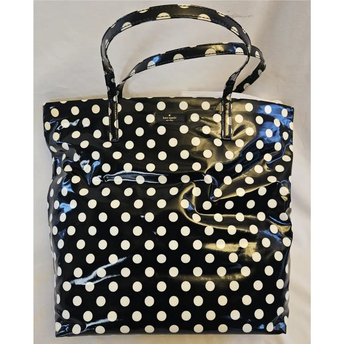 Kate Spade Polka Dot Bon Shopper Tote Nylon Black White Polka Dot
