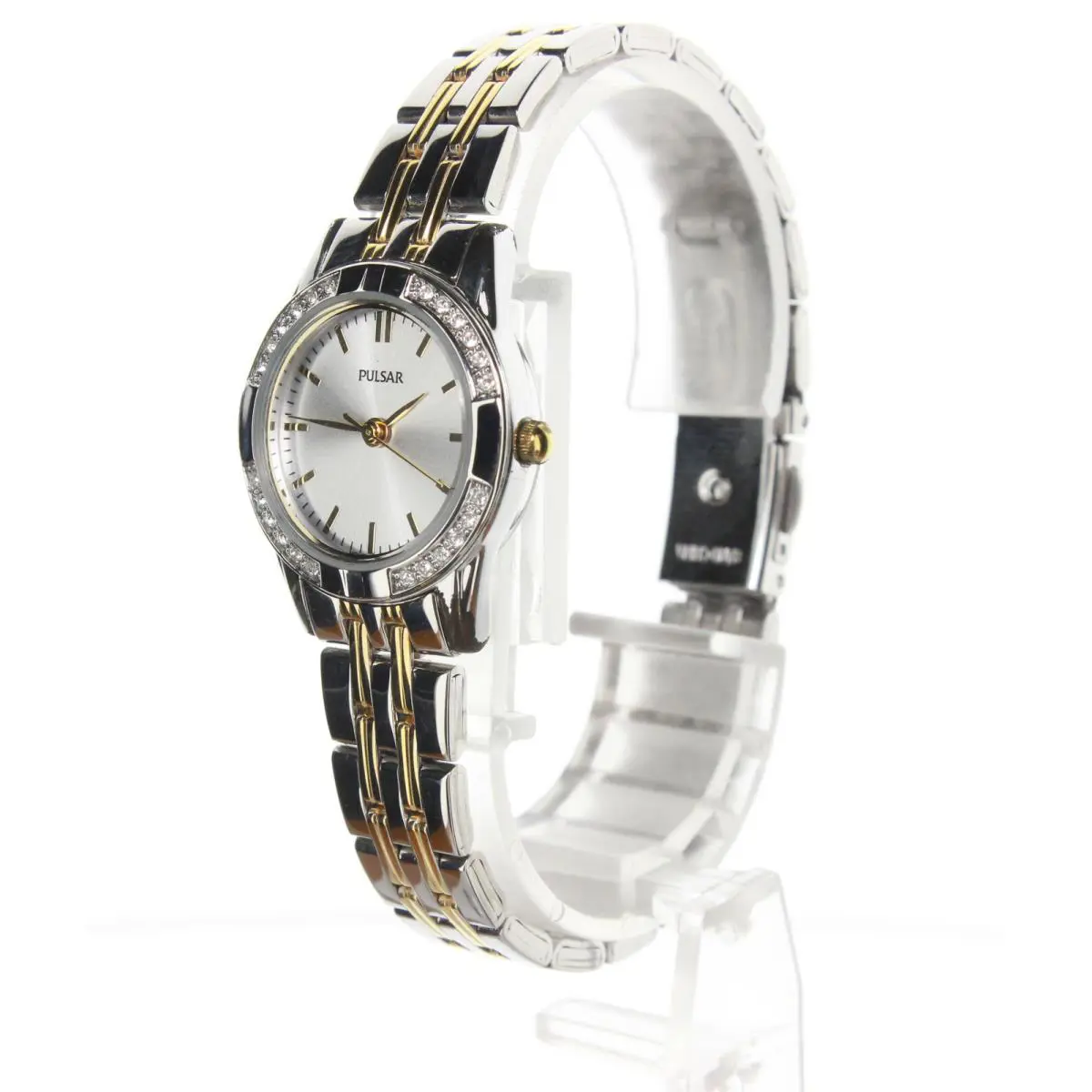 Ladies Classic Two Tone Stainless Steel Swarovski Crystal Watch by Pulsar
