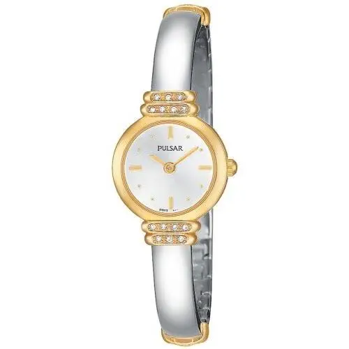 Pulsar Women`s PEGA16 Watch Crystal Accented Two Tone Bracelet Band
