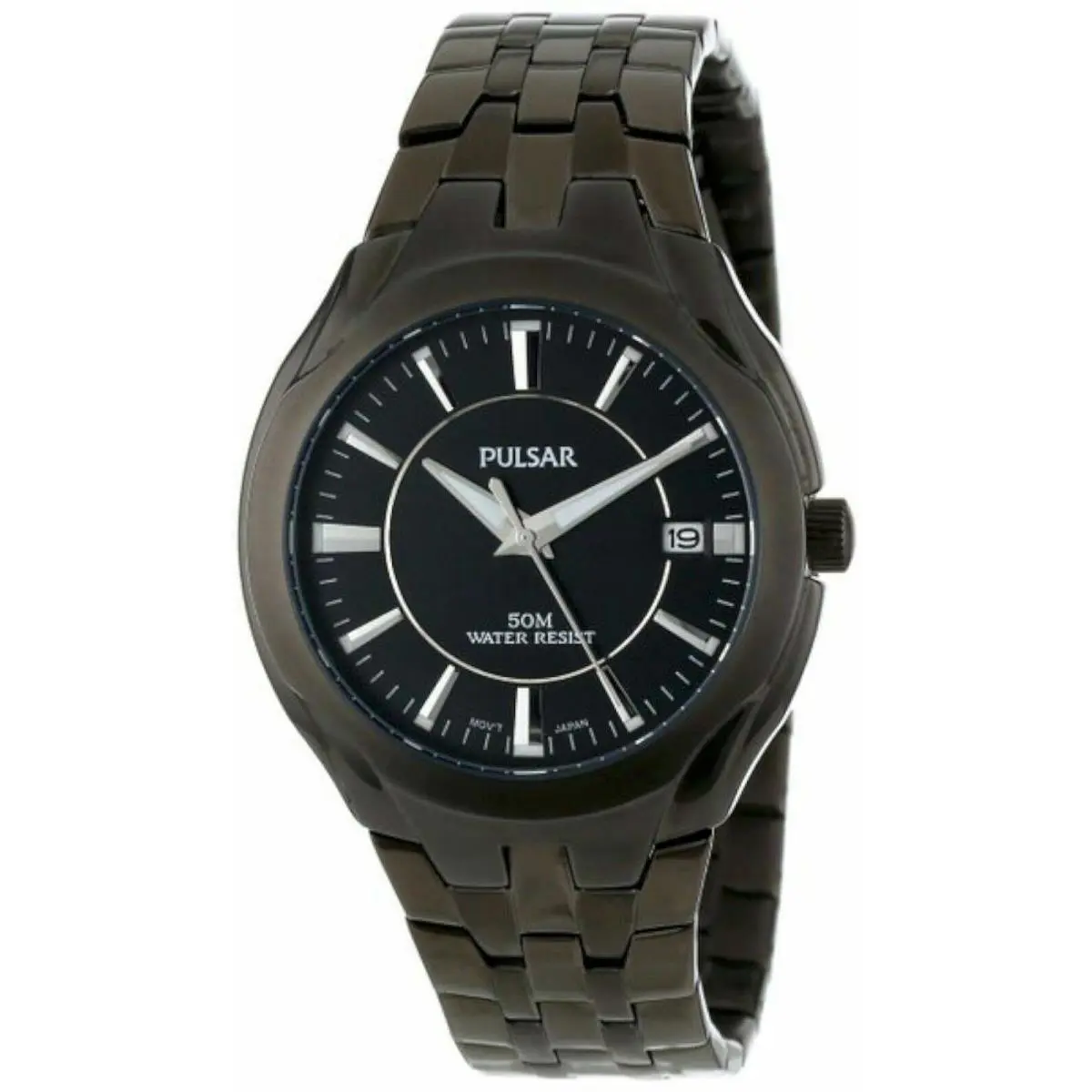 PXHA27 Mens Classic Stainless Steel Black Dress Band Dial Watch 50M by Pulsar