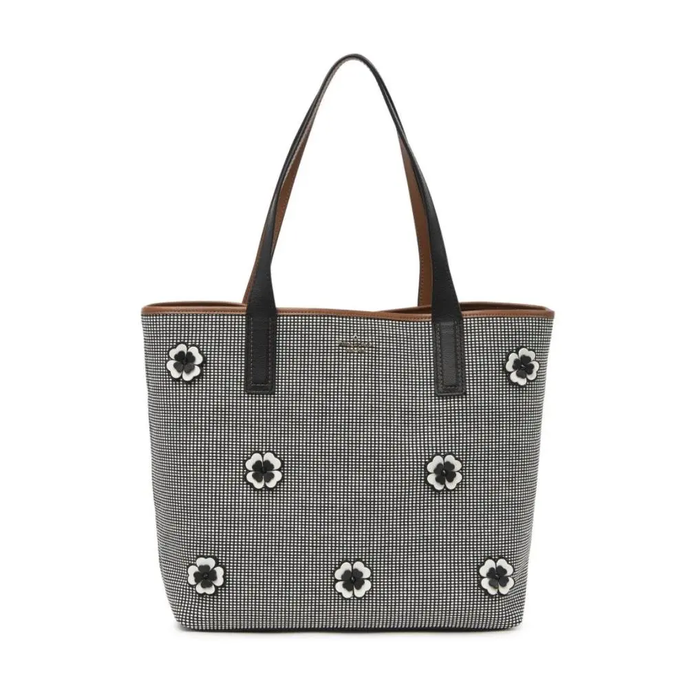 New Kate Spade Ash St Flower Applique Triple Compartment Tote Checker Bag