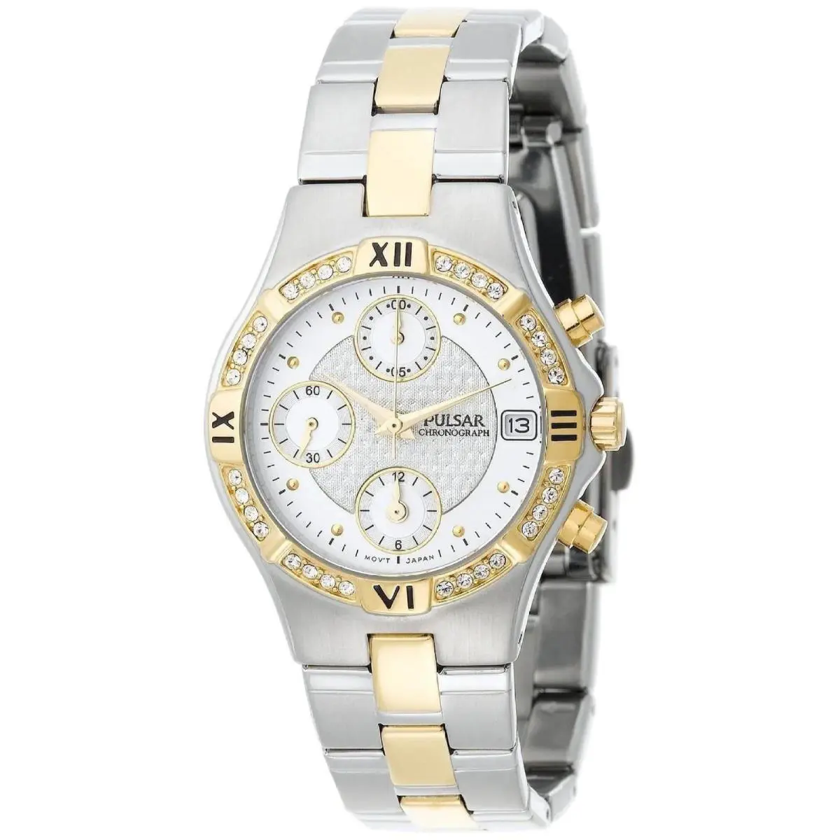 Pulsar Quartz Chronograph Crystal Silver Dial Womens Watch - PF8212
