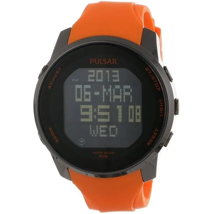 Pulsar Men`s PQ2013 Classic Digital Orange Rubber Band Watch