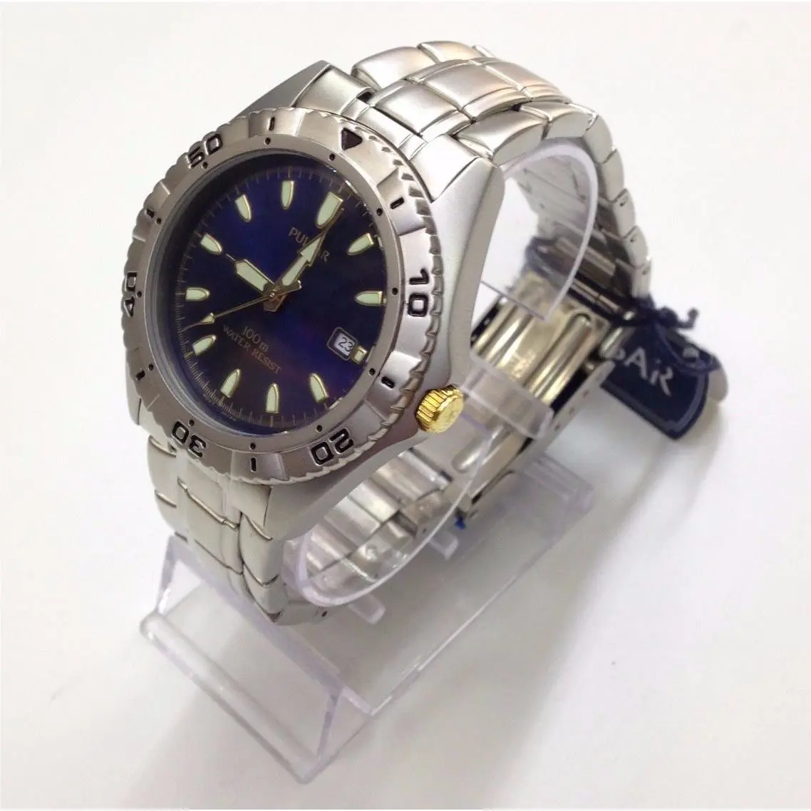 Pulsar Men`s PXD681X Silver Stainless Steel Blue Dial 100m Quartz Watch