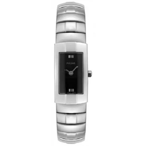 Pulsar PEG583X1 Women`s Black Dial Stainless Steel Silver Tone Watch