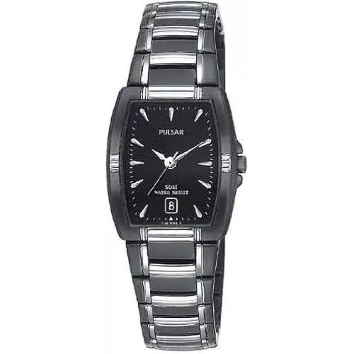 PH7055 Date Black Silver Tone Stainless Steel Ladies Watch by Pulsar
