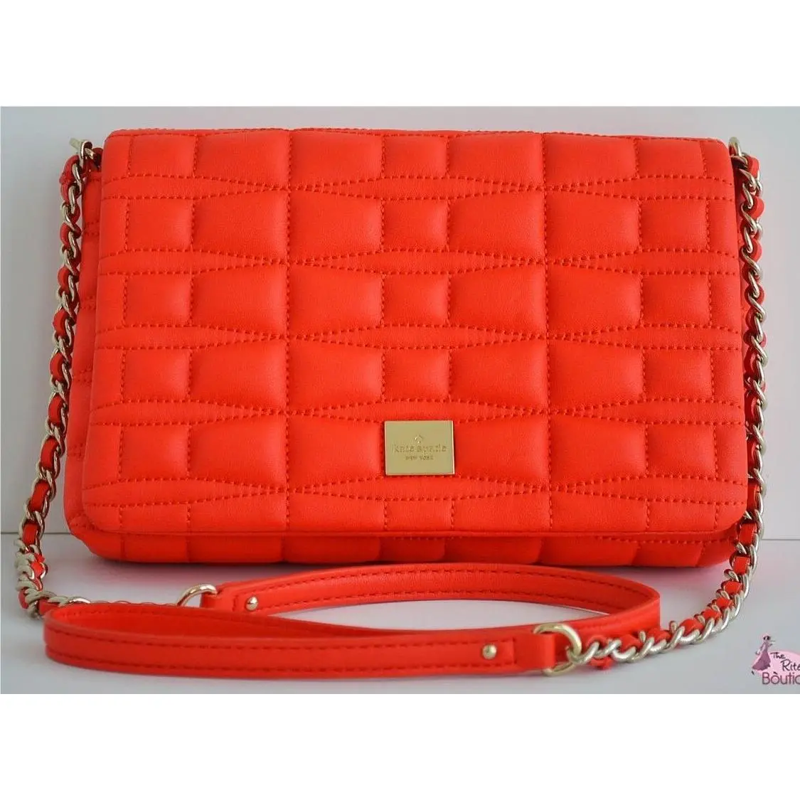 Kate Spade Purse Orange Brianne Quilted Leather Crossbody Shoulder Handbag New