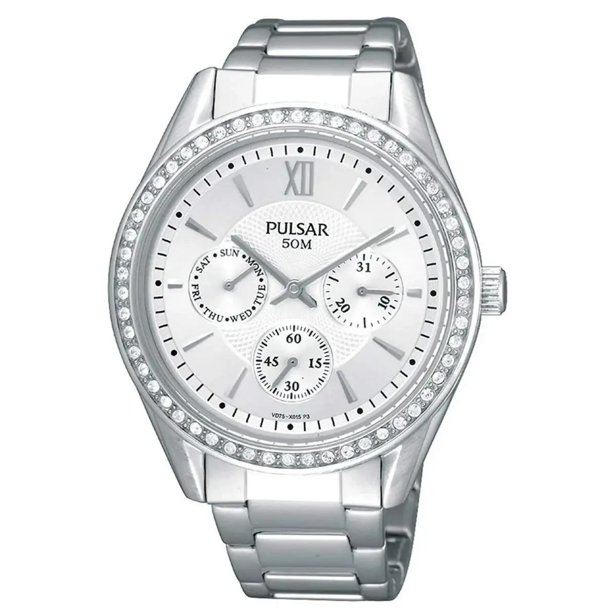 Pulsar PP6009 Women`s Night Out Silver Dial Steel Swarovski Crystal Dress Watch