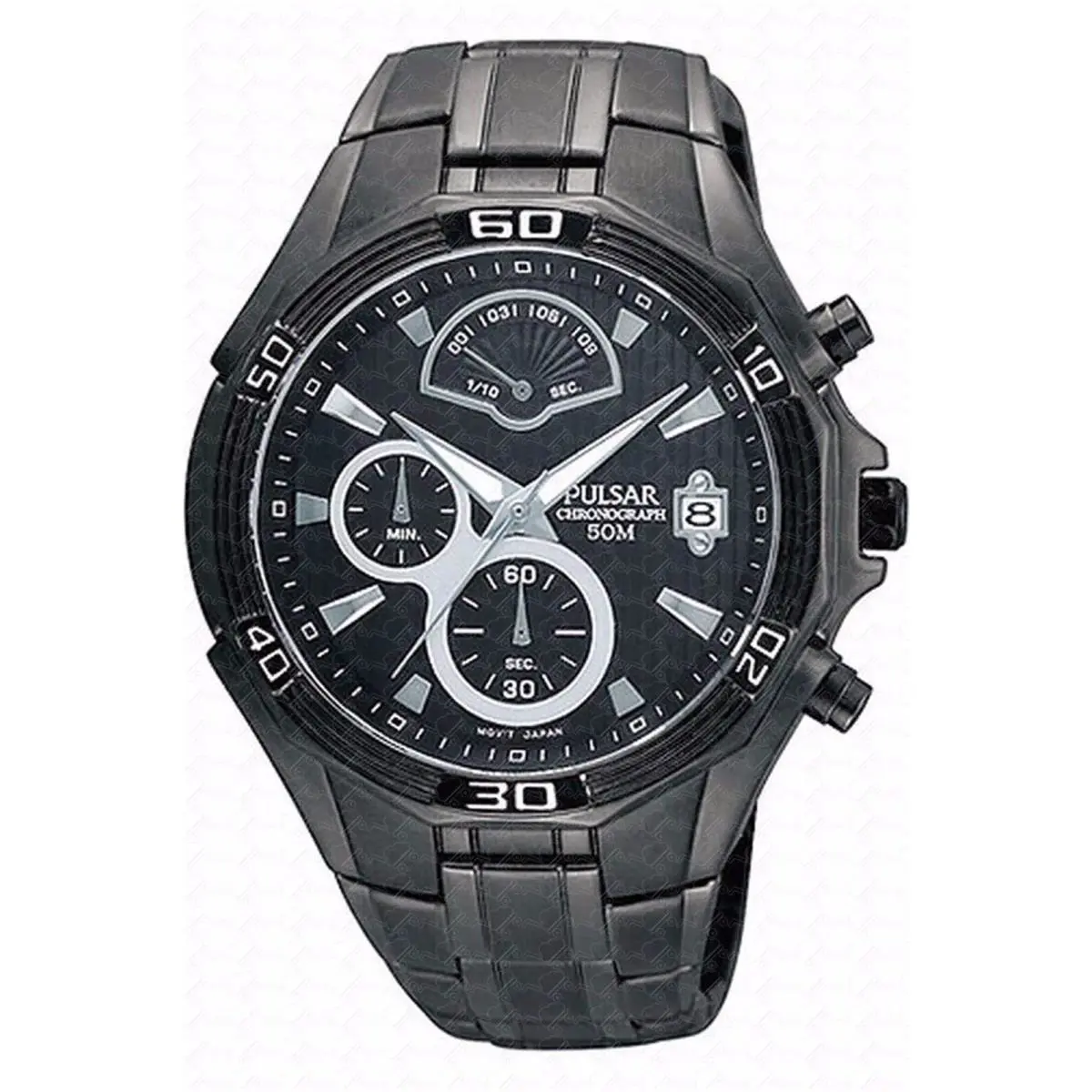 PS6035 Men Chronograph Dark Tone Stainless Steel Case Day 100m WR by Pulsar